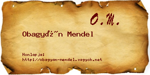 Obagyán Mendel névjegykártya